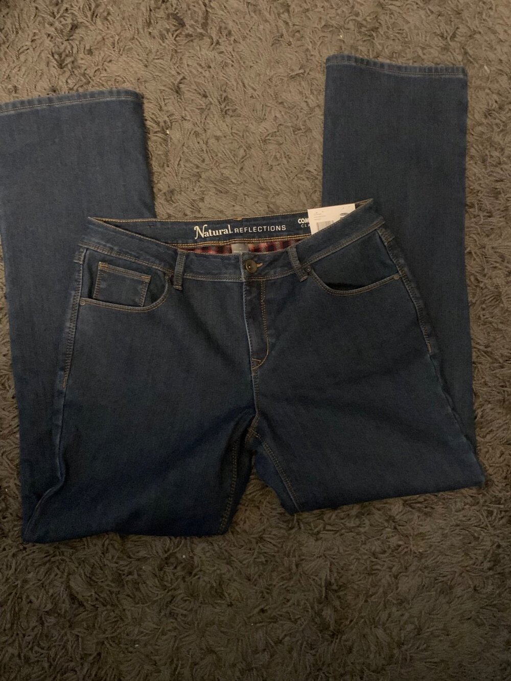 New with Tags Blue Denim Natural Reflections Jeans Flannel Lined Size 12